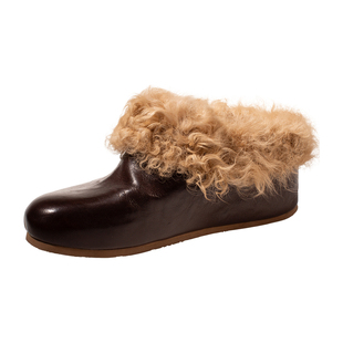 ShānRen增高7.0CM 羊羔毛博肯包头拖鞋女外穿厚底增高半拖毛毛鞋
