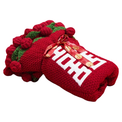 成品玫瑰花束喜字毯子结婚礼物