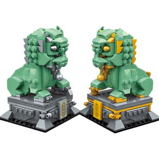 Keeppley积木故宫宫廷系列神威铜狮仙鹤拼插益智玩具联名国潮手办