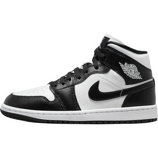 Nike/耐克Air Jordan1 Mid AJ1白女子熊猫黑白休闲鞋DV0991-101
