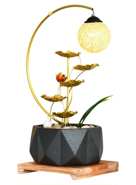 简约创意流水摆件客厅玄关办公室桌面循环水装饰乔迁新居开业礼物