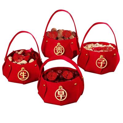 结婚用品早生贵子摆件结婚干果盒