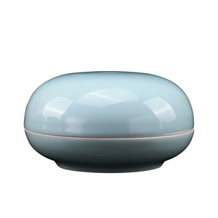 光祖龙泉高包青瓷陶瓷印泥盒瓷盒特大号瓷缸景德镇朱砂高顶瓷盒篆刻素面印盒文房四宝国画创意印泥盒书房摆件