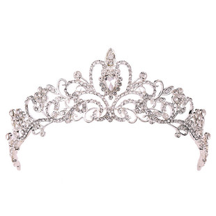 女孩高端水晶王冠儿童礼服皇冠头饰十八岁生日成人礼公主黄冠发箍