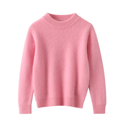 儿童半高领加厚纯色羊毛衫