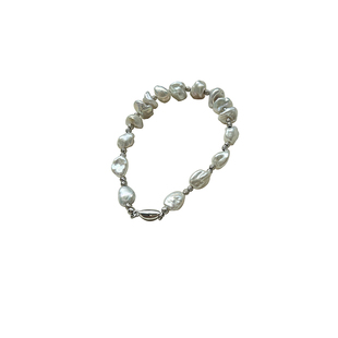 TYUSHA天然强光淡水keshi珍珠手链925银野生无核不规则巴洛克手链