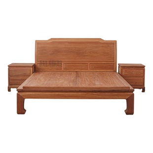 缅甸花梨和天下大脚床大果紫檀素面双人床1.8婚床全活拆卧室大床