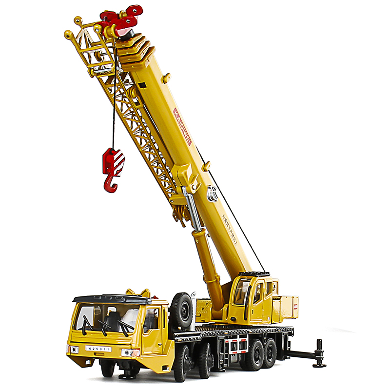 凯迪威合金工程车模型1:55重型起重机吊车汽车玩具运输车仿真摆件