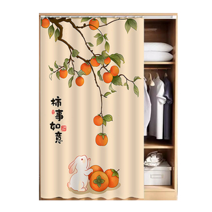 衣柜防尘帘免打孔无门柜子遮挡帘书柜置物架滑轨式拉帘鞋柜遮丑帘