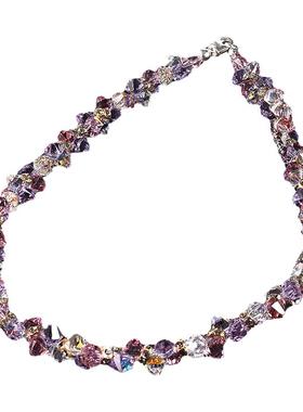 奥地利水晶项链女新娘结婚首饰薰衣草锁骨链原创设计小众森系配饰