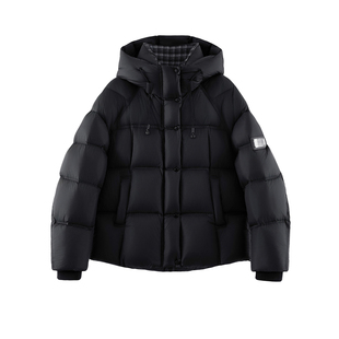 小个子黑色短款羽绒服女冬季2025年新款拼接90白鸭绒加厚保暖外套