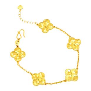 vana黄金五花极光手链四叶草足金999蜂巢手镯生日礼物送女朋友