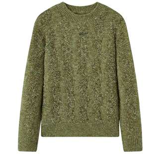 爱居兔苔藓绿毛衣女冬季新款百搭好穿长袖针织衫