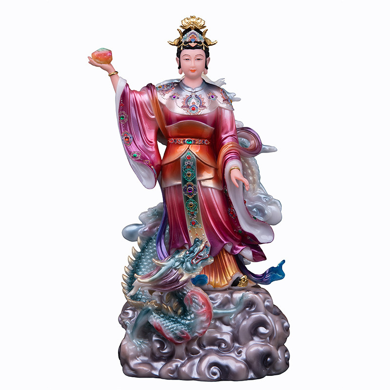 女娲娘娘神像汉白玉大地之母五色石创世女神女娲补天家用供奉摆件