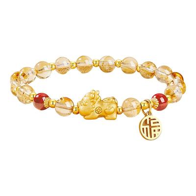 【中国·黄金】天然黄水晶手串