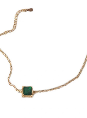 祖母绿小方糖锆石手链女