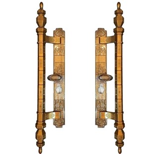 别墅门大拉手防盗锁通用把手高档仿铜大铁门手柄梅兰竹菊双开执手