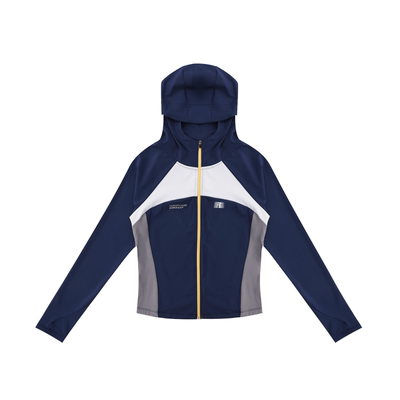 FDR官方店 撞色拼接连帽速干衣长袖t恤女春季修身显瘦运动训练服