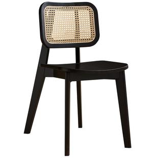 全友家居法式复古藤编带靠背凳子客厅家用实木脚椅子餐椅2025新款