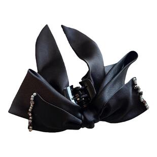 高级缎面垂感蝴蝶结马尾抓夹气质小香风发饰马尾顶夹半扎夹子发抓