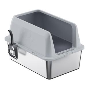 创格宝不锈钢猫砂盆超大号高围栏防外溅防漏砂半封闭猫厕所可拆卸