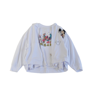 韩国童装女童连帽卫衣 2026春夏休闲百搭印花中大童薄款宽松外套