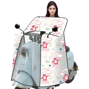 电动车挡风被夏季防晒斗篷款加厚透明膜加大防水防风罩四季通用