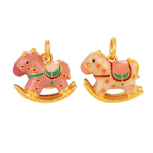 明牌珠宝古法黄金摇摇木马吊坠 足金童趣小挂件可爱女项坠AFC0859