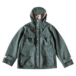 靛海山系户外重磅防风夹克冲锋衣日系水洗做旧多口袋防水外套秋冬