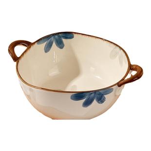 日式双耳汤碗家用2025新款陶瓷大汤盆8英寸大号大容量泡面碗大碗