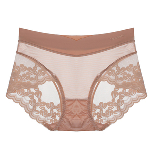性感纯欲蕾丝花边内裤女轻薄速干透气丝滑无痕中腰收腹女士三角裤