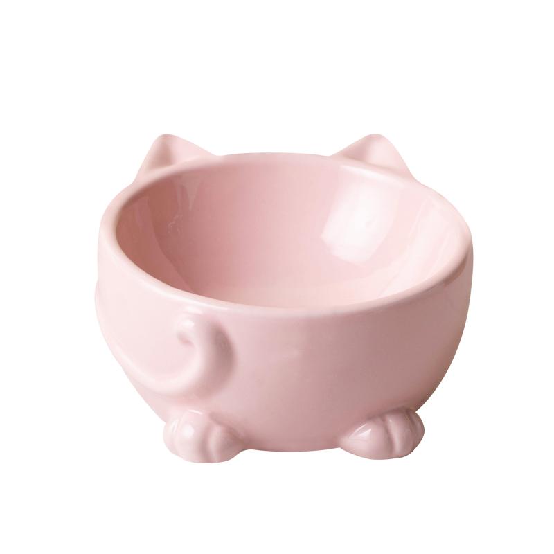 陶瓷猫碗双碗饮水碗宠物可爱猫盆猫狗碗/慢食碗