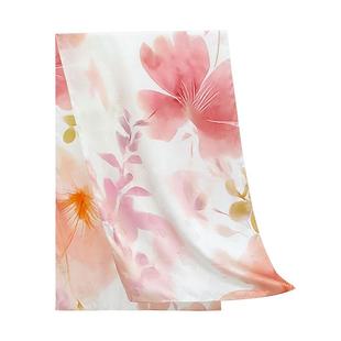 万事利新品100%桑蚕丝真丝丝巾披肩夏季防晒缎面提花长巾妈妈礼物