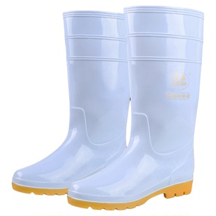 雨鞋耐油防滑水鞋牛筋雨靴高筒中筒厨房耐酸碱白色食品厂防水丽泰