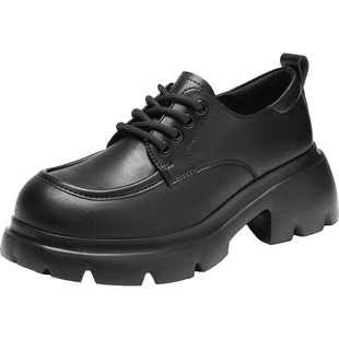 大东厚底英伦风小皮鞋女2026新款春季黑色系带乐福鞋深口牛津鞋子