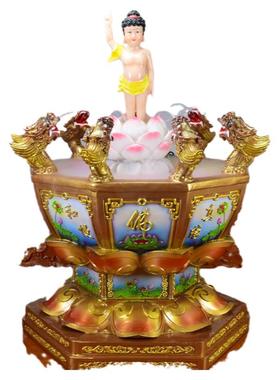 玻璃钢浴佛盆九龙吐水装饰摆件