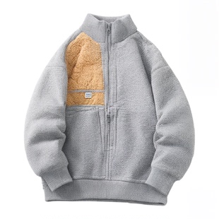 真维斯童装男童外套秋冬款儿童羊羔绒连帽卫衣开衫男孩加绒上衣秋