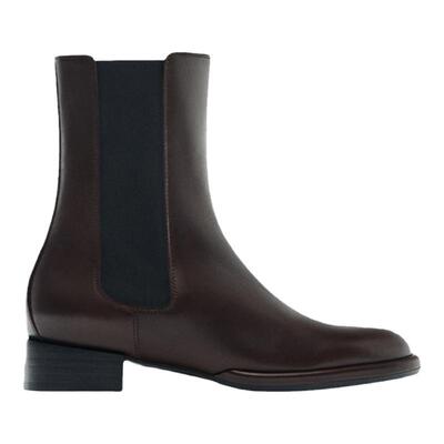 MD英伦风棕色平底短筒切尔西短靴