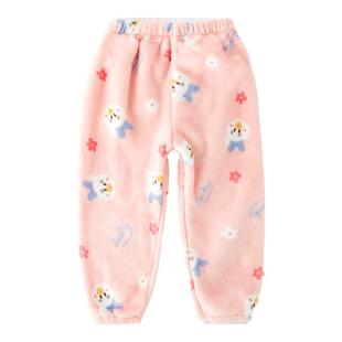 女童加绒裤子秋冬款儿童睡裤加绒宝宝法兰绒暖暖裤珊瑚绒婴儿新款