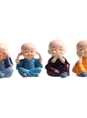热销树脂四不小和尚禅意小沙弥汽车饰品摆件花盆摆设创意实用礼品