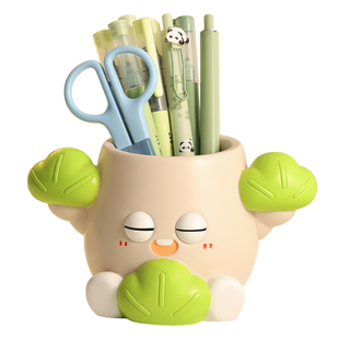 放青松笔筒办公室桌面创意可爱摆件情绪稳定神器生日礼物送男女生