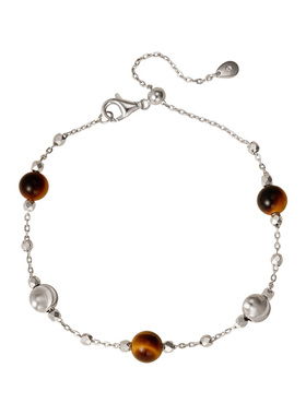 素图女925银虎眼石简约气质手链