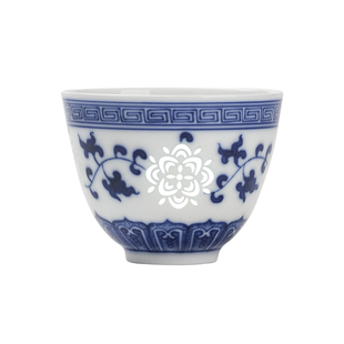 景德镇官方青花玲珑斗彩陶瓷手绘品茗单杯国礼纪念收藏主人茶杯