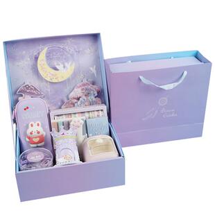 新年学习礼物元旦节文具套装小学生文具礼包上学高端紫色手提礼盒学习用品网红手账盲盒女孩生日礼物大礼包