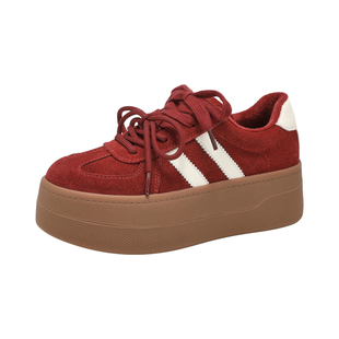 MILLIE'S/妙丽2026新款秋冬复古风德训鞋女厚底增高休闲运动板鞋