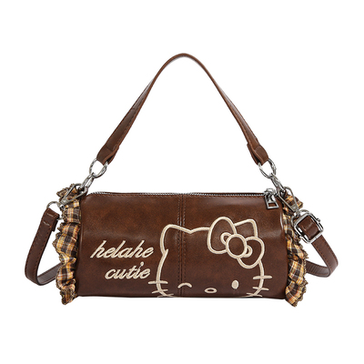 可爱凯蒂猫小众复古手提圆筒包