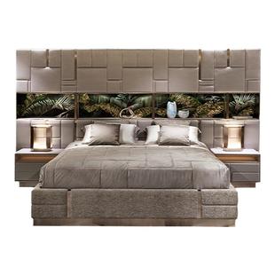 HEISHE Beloved art磨砂皮宽屏床意式轻奢主卧高靠背巴比伦真皮床