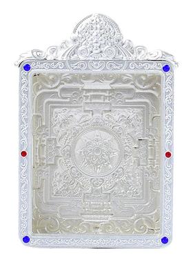 嘎乌盒花草纹直角坛城单面唐卡壳