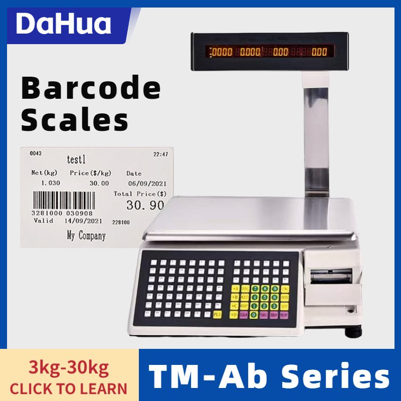 英文版大华条码秤TM-Ab超市打印称重一体机不干胶收银秤30kg标签