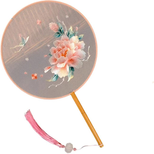 中国风苏绣双面绣粉嫩仙子团扇新品扇子古风绣花工艺扇舞蹈扇